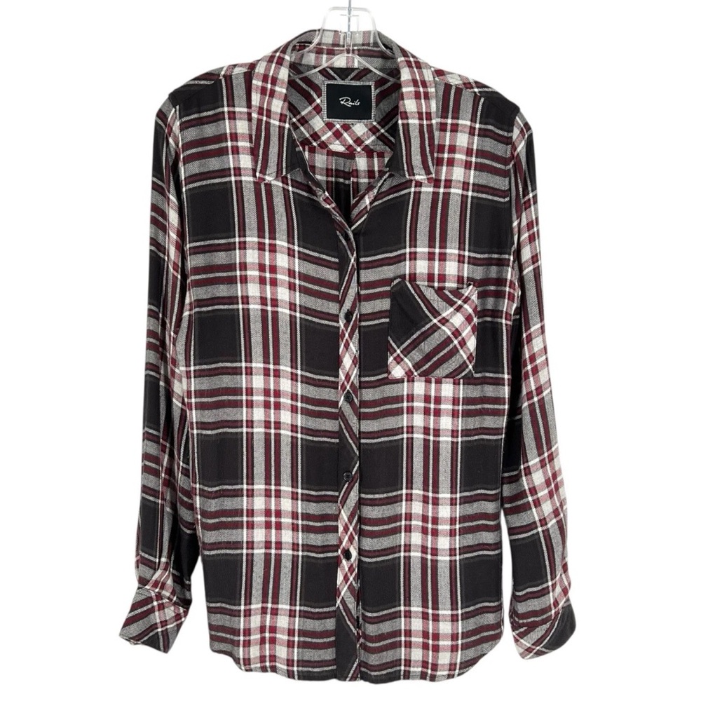 Rails Flannel Shirt Womens Size Small Black Plaid Button Front Soft Classic